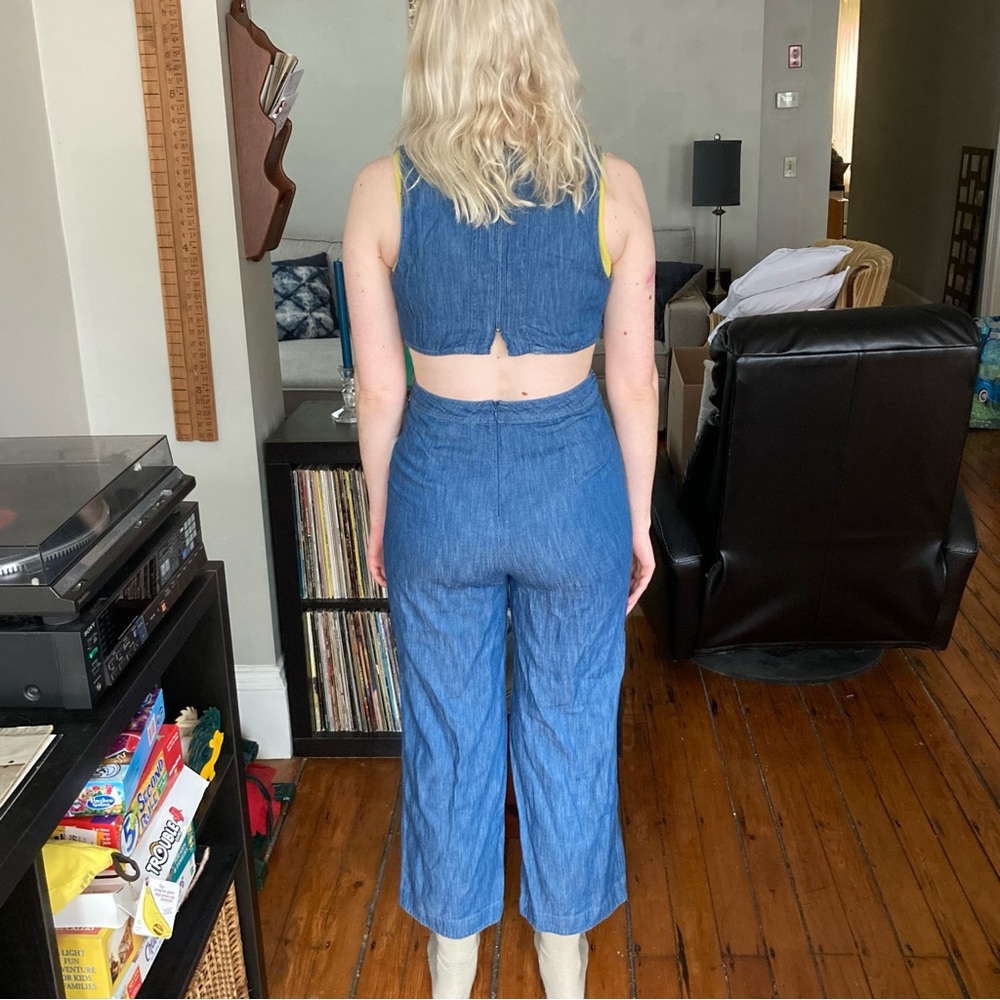 Free People Jean Open Back Jumpsuit